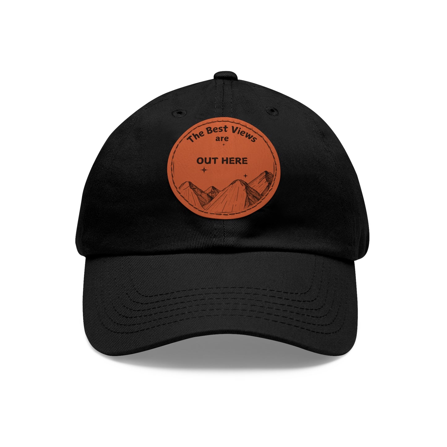 Baseball Cap With Leather Patch-"The Best Views"