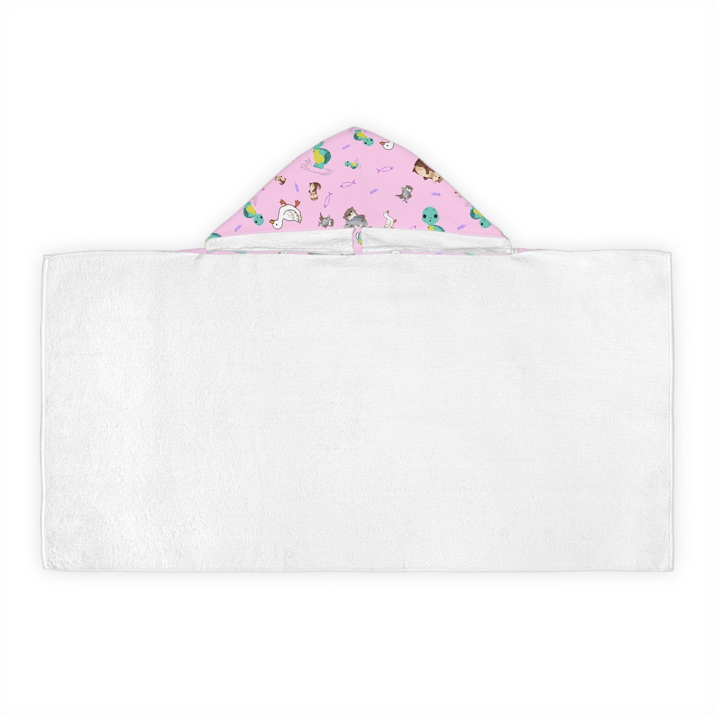 Water Creatures Youth Hooded Towel-Pink