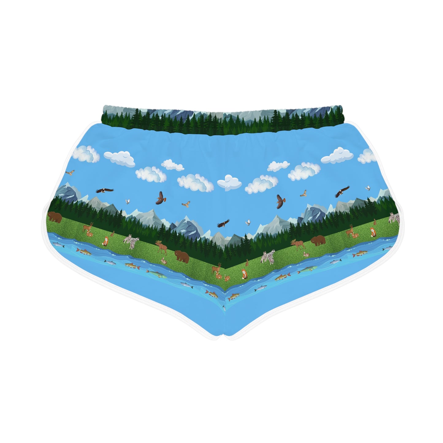 Women's Relaxed Shorts-Horizontal Outdoors Pattern
