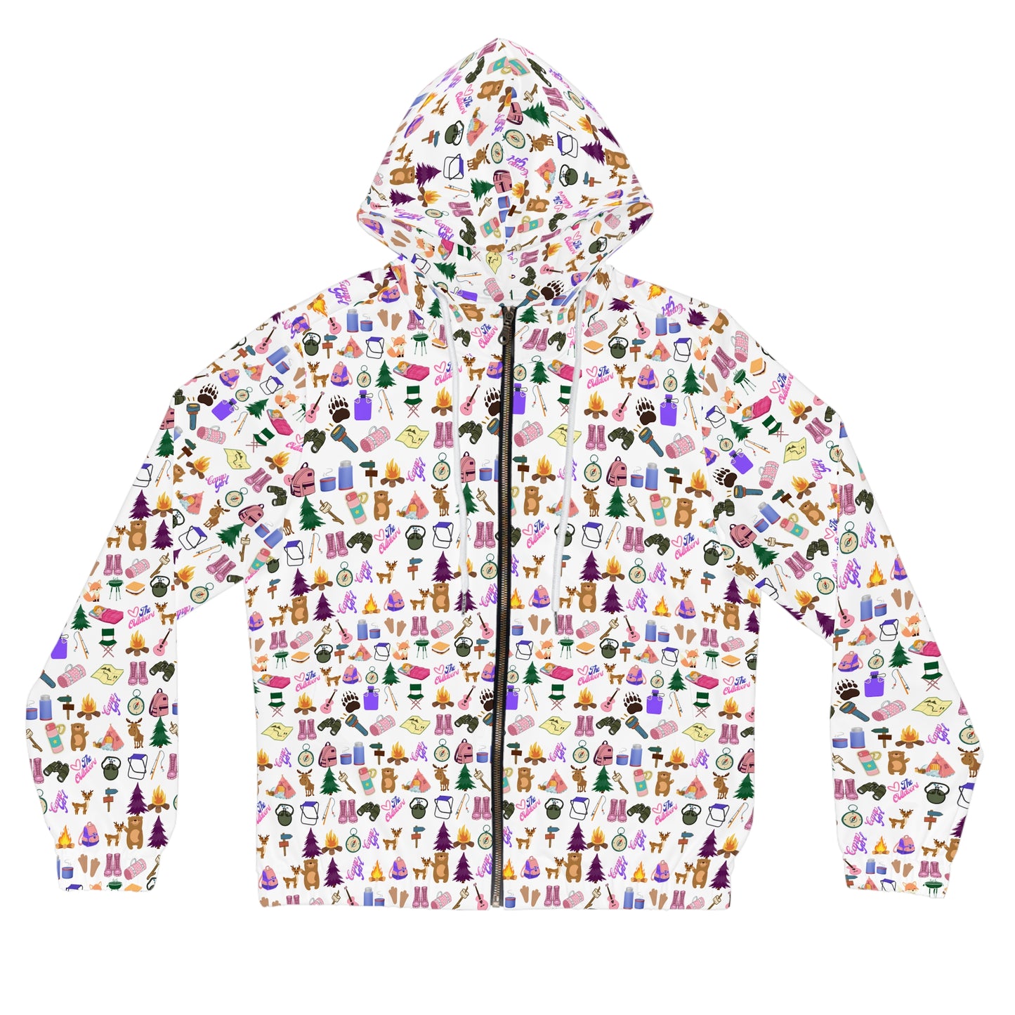 Camp Girl Pattern-Women’s Full-Zip Hoodie (AOP)