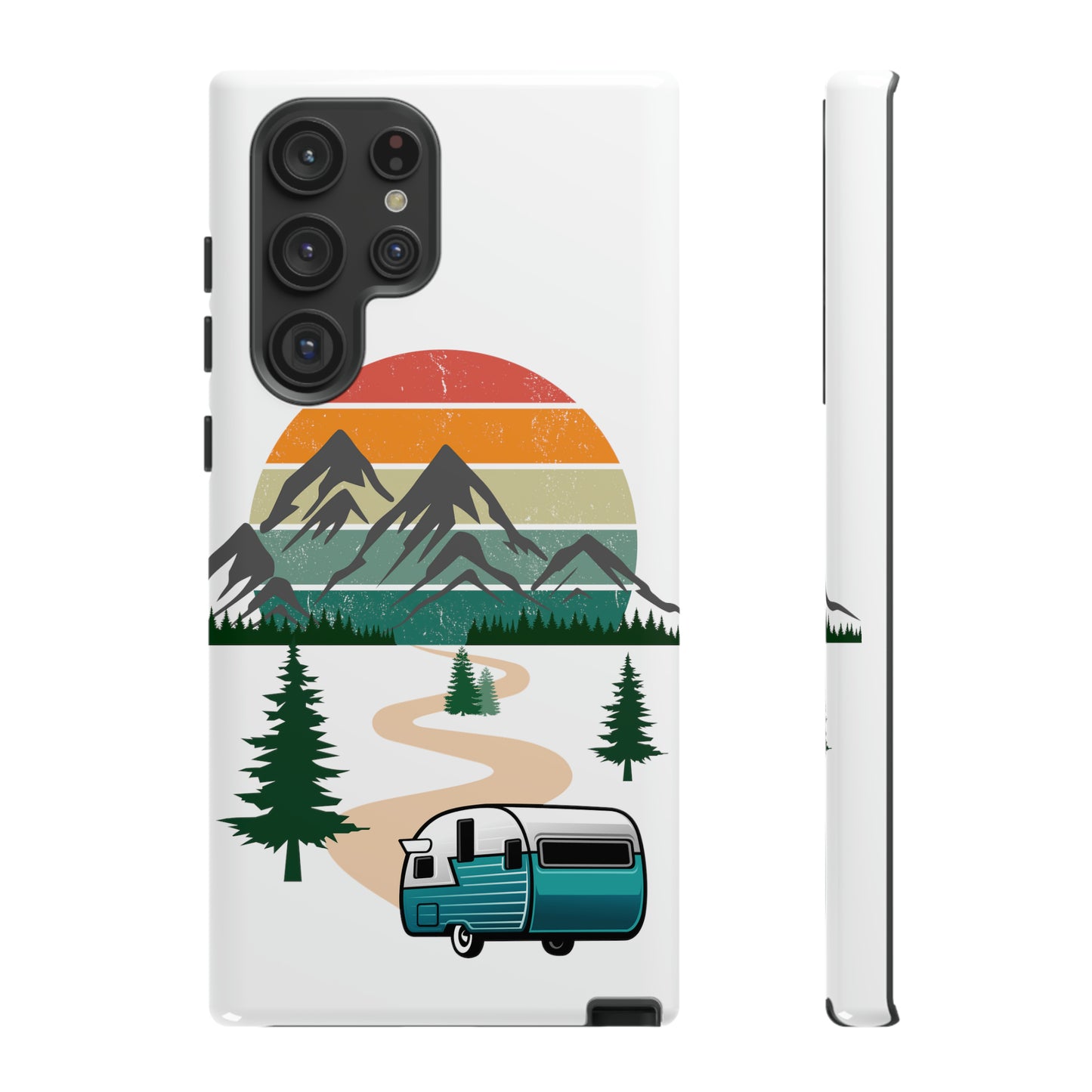 Tough Android Phone Case-Camper With Mountains Scene