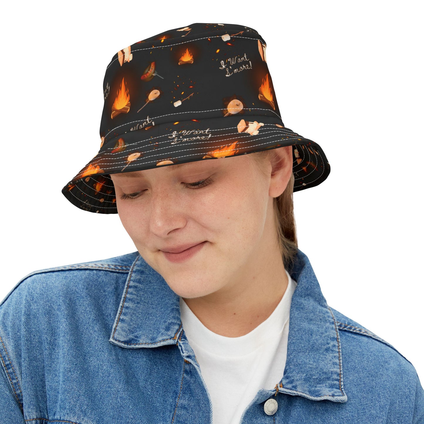 "I Want S'More" Graphic Pattern Bucket hat.