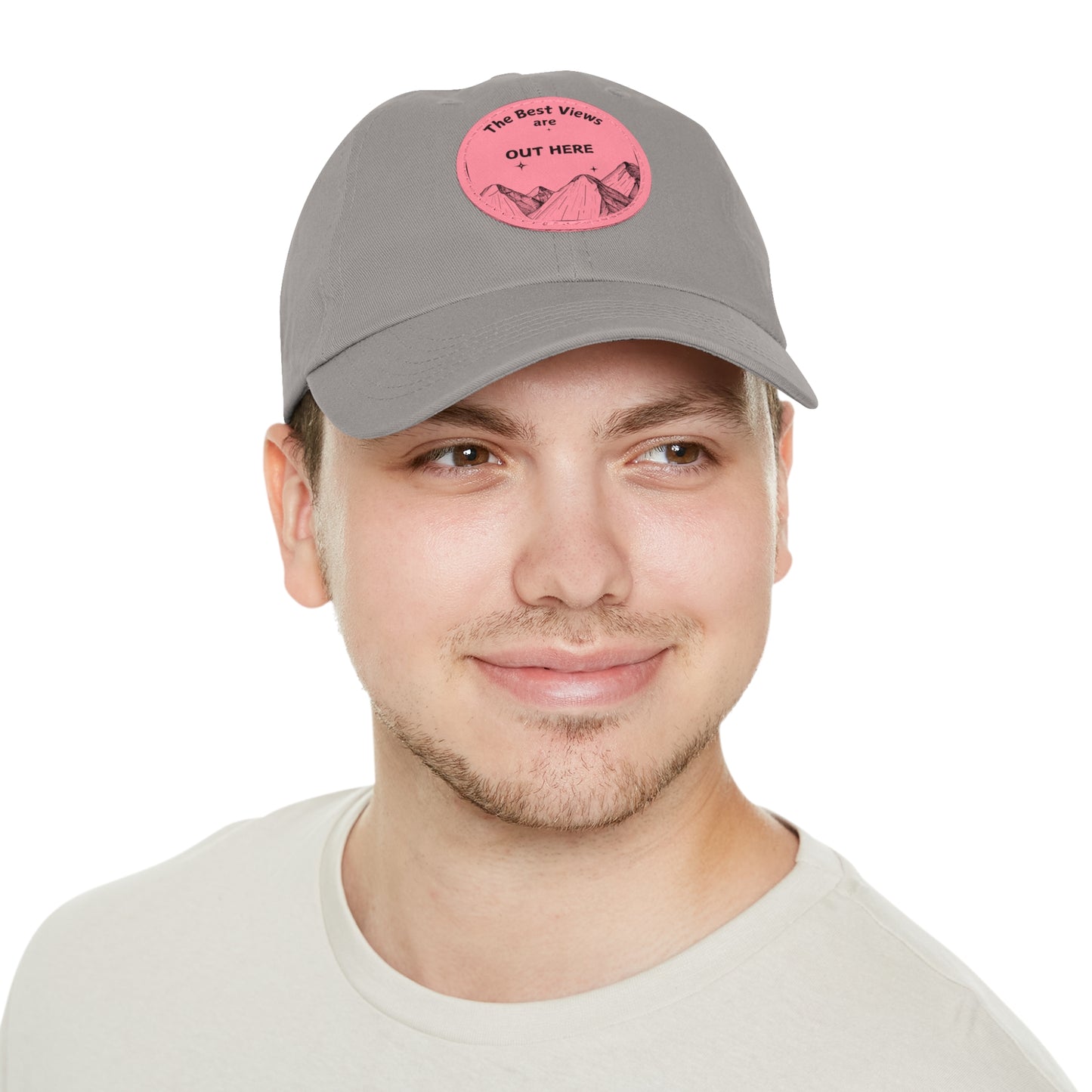 Baseball Cap With Leather Patch-"The Best Views"