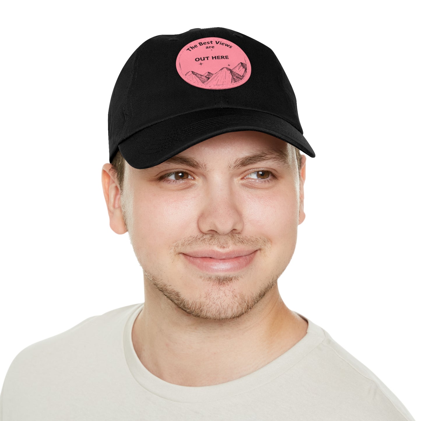 Baseball Cap With Leather Patch-"The Best Views"