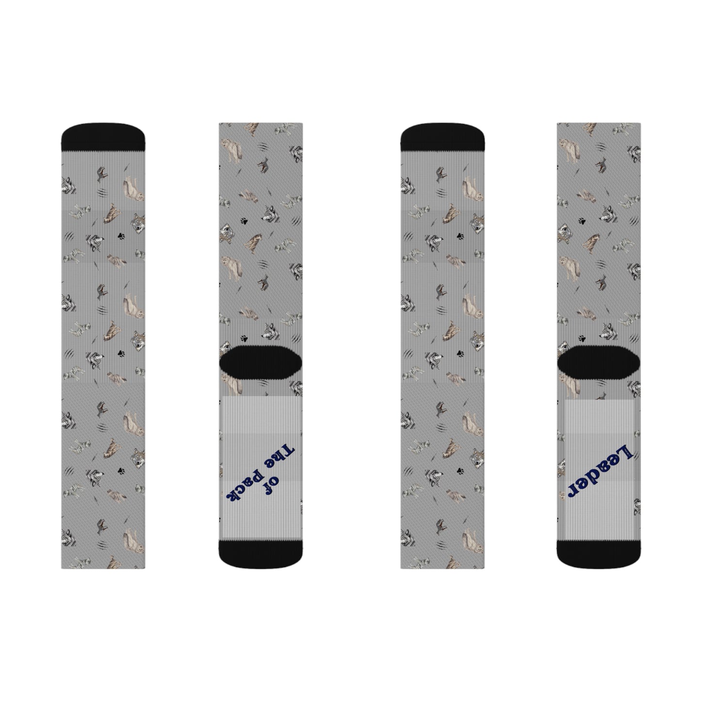 Wolf Pattern-Sublimation Socks-Light Grey