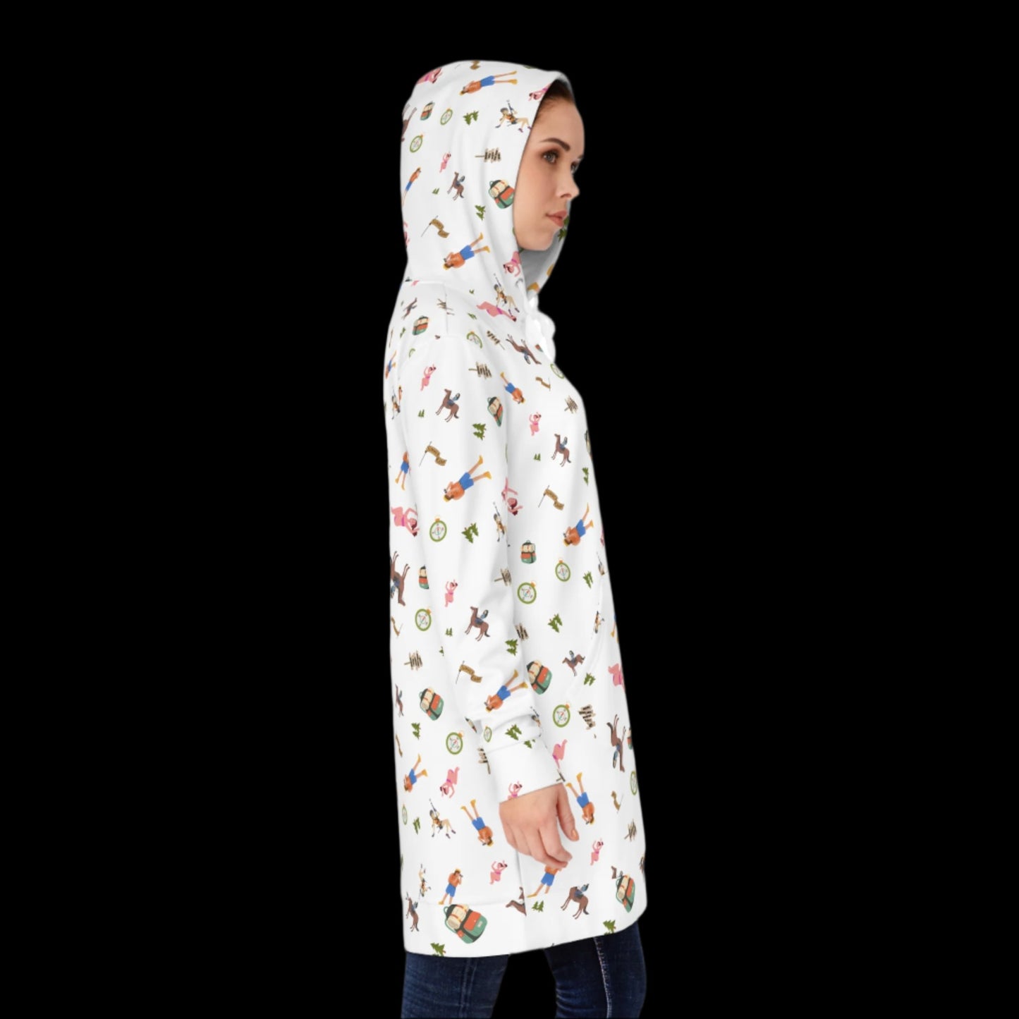Girl's Camp Activities Women's Hoodie Dress (AOP)