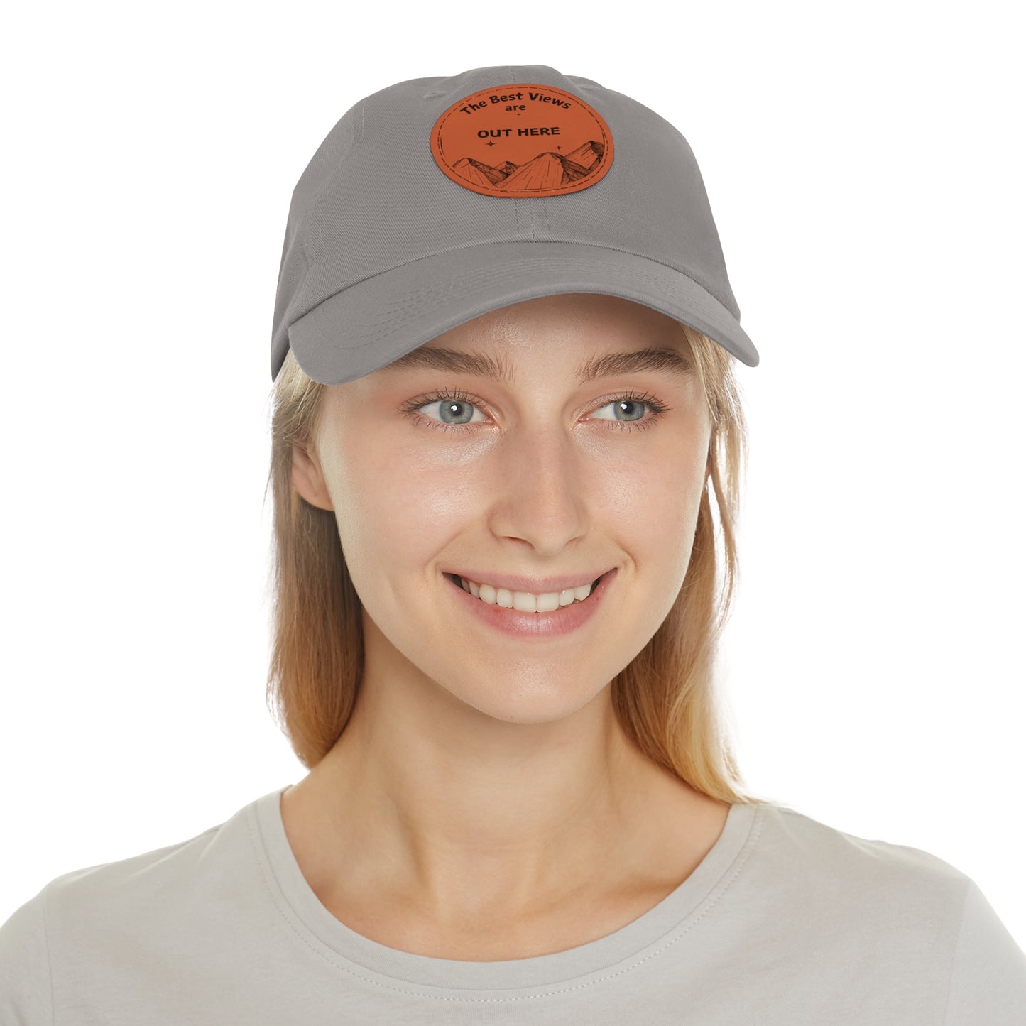 Baseball Cap With Leather Patch-"The Best Views"