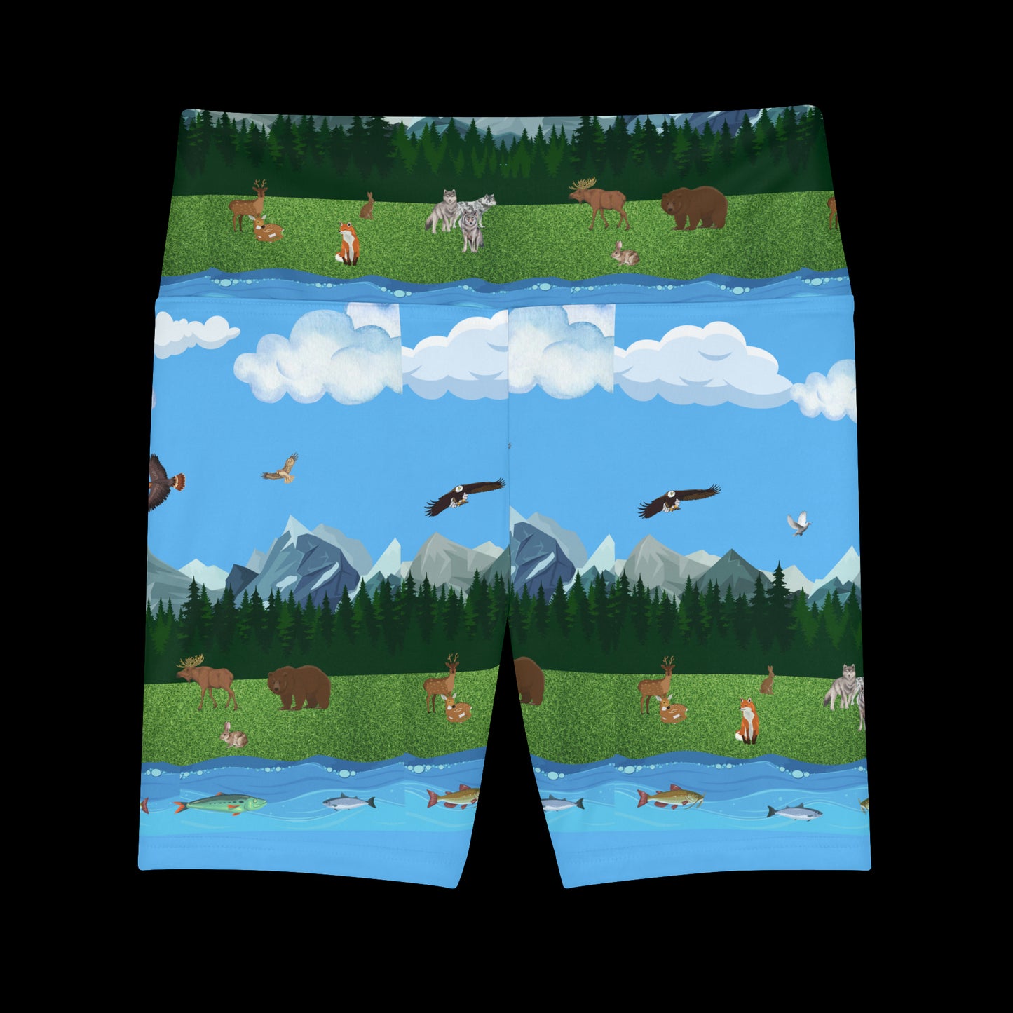 Horizontal Outdoor Pattern Women's Workout Shorts