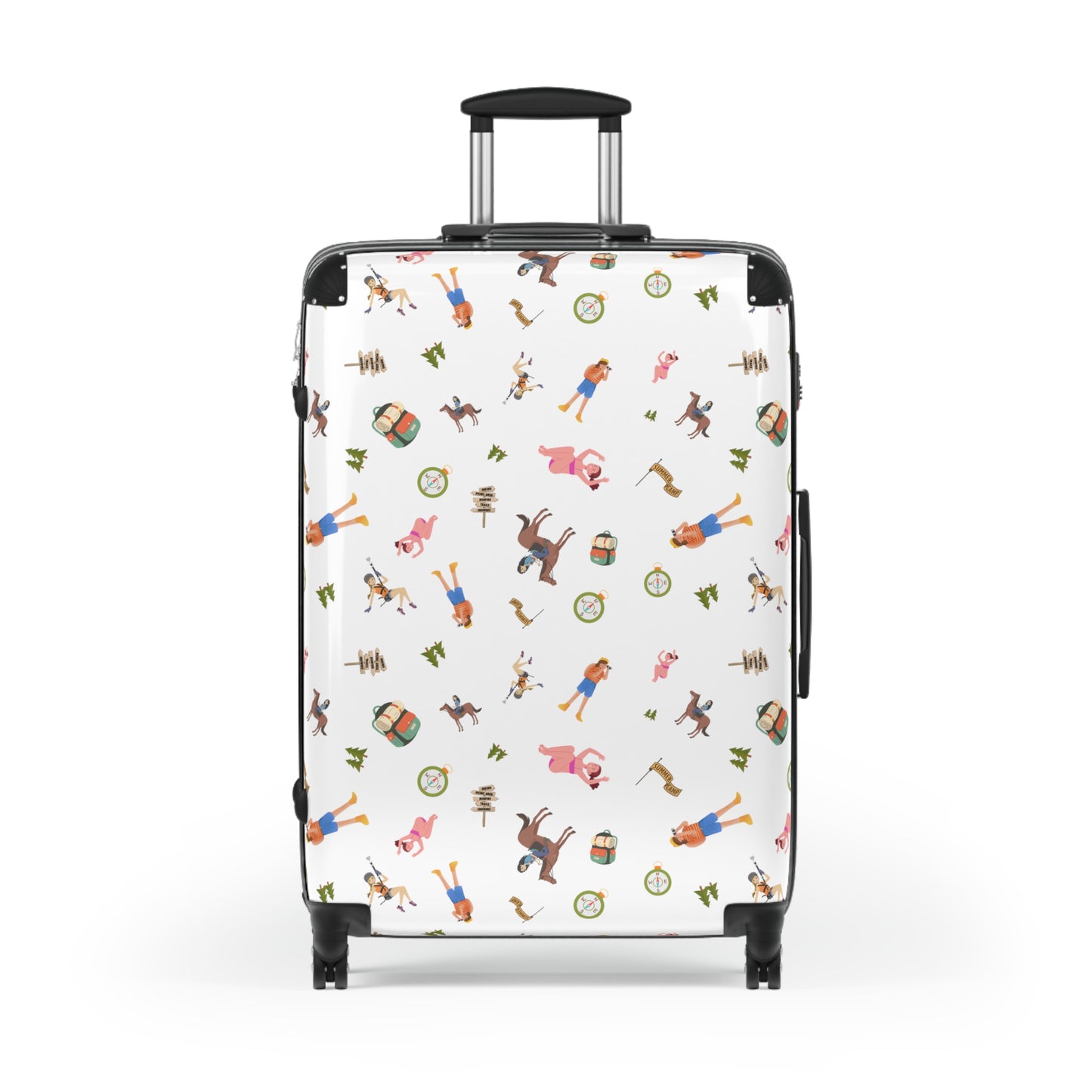 Girls Camp Activities Pattern Suitcase-White