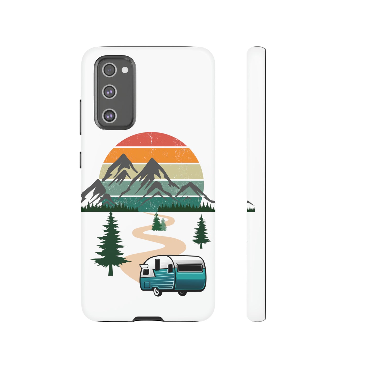 Tough Android Phone Case-Camper With Mountains Scene