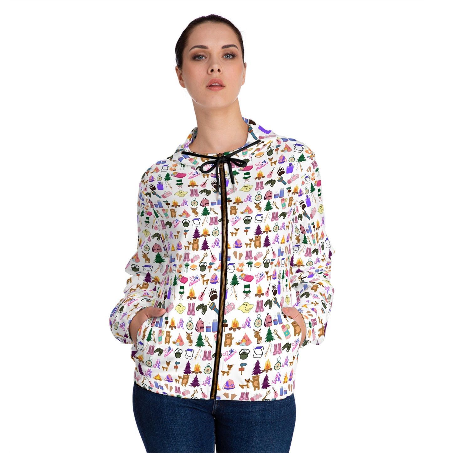 Camp Girl Pattern-Women’s Full-Zip Hoodie (AOP)