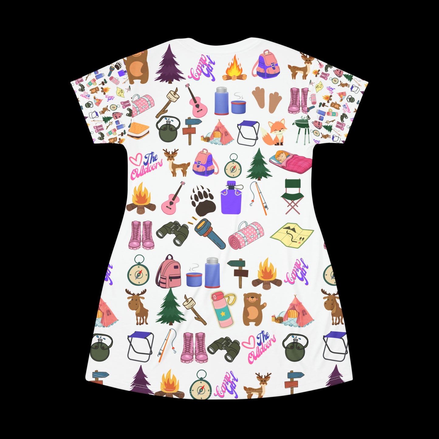 T-Shirt Dress-Cute Girls Camper Pattern (AOP)