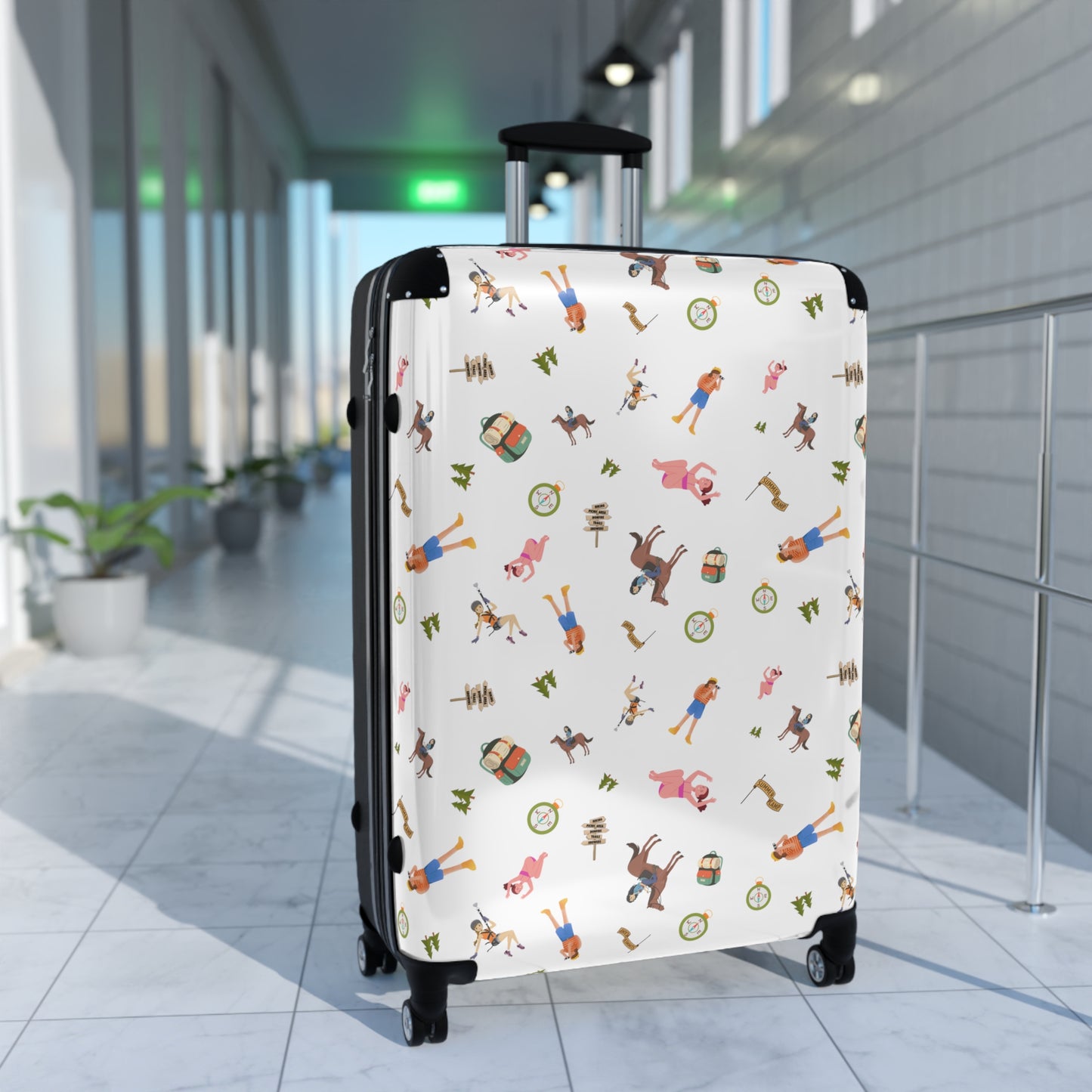 Girls Camp Activities Pattern Suitcase-White