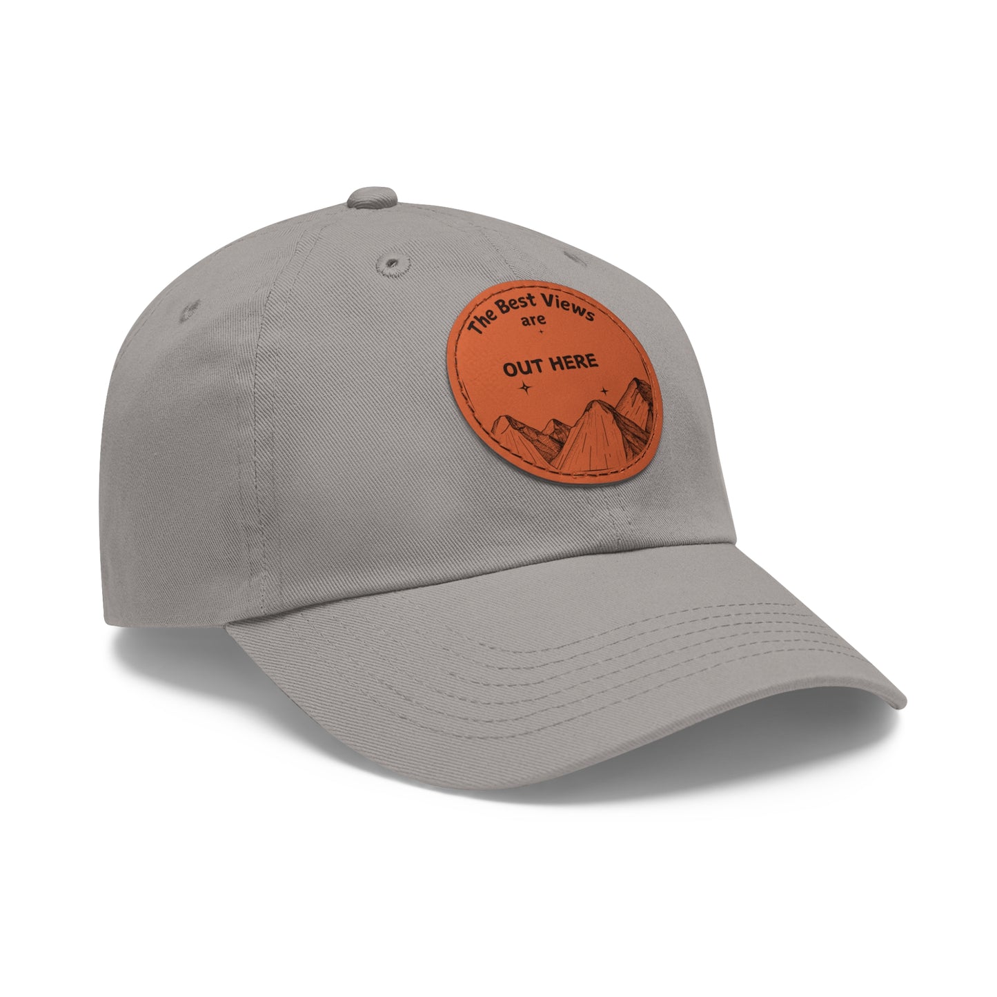 Baseball Cap With Leather Patch-"The Best Views"