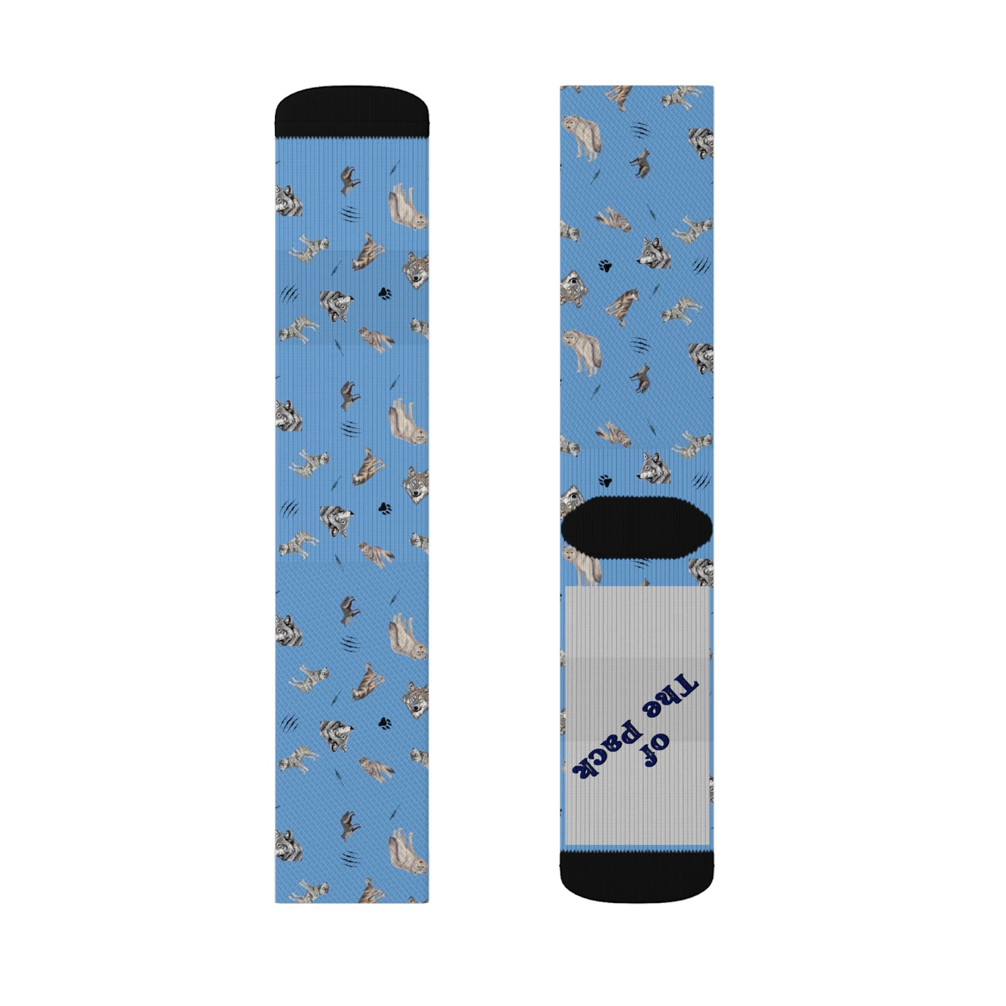 Wolf Pattern-Sublimation Socks-Light Blue