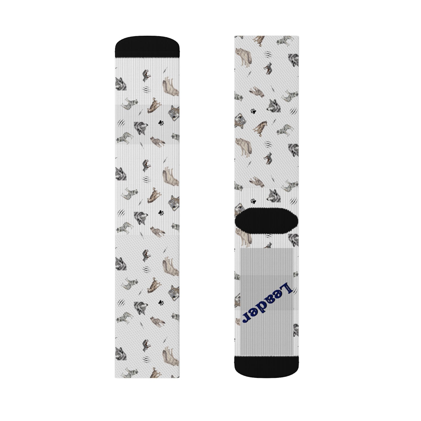 Wolf Pattern-Sublimation Socks-White
