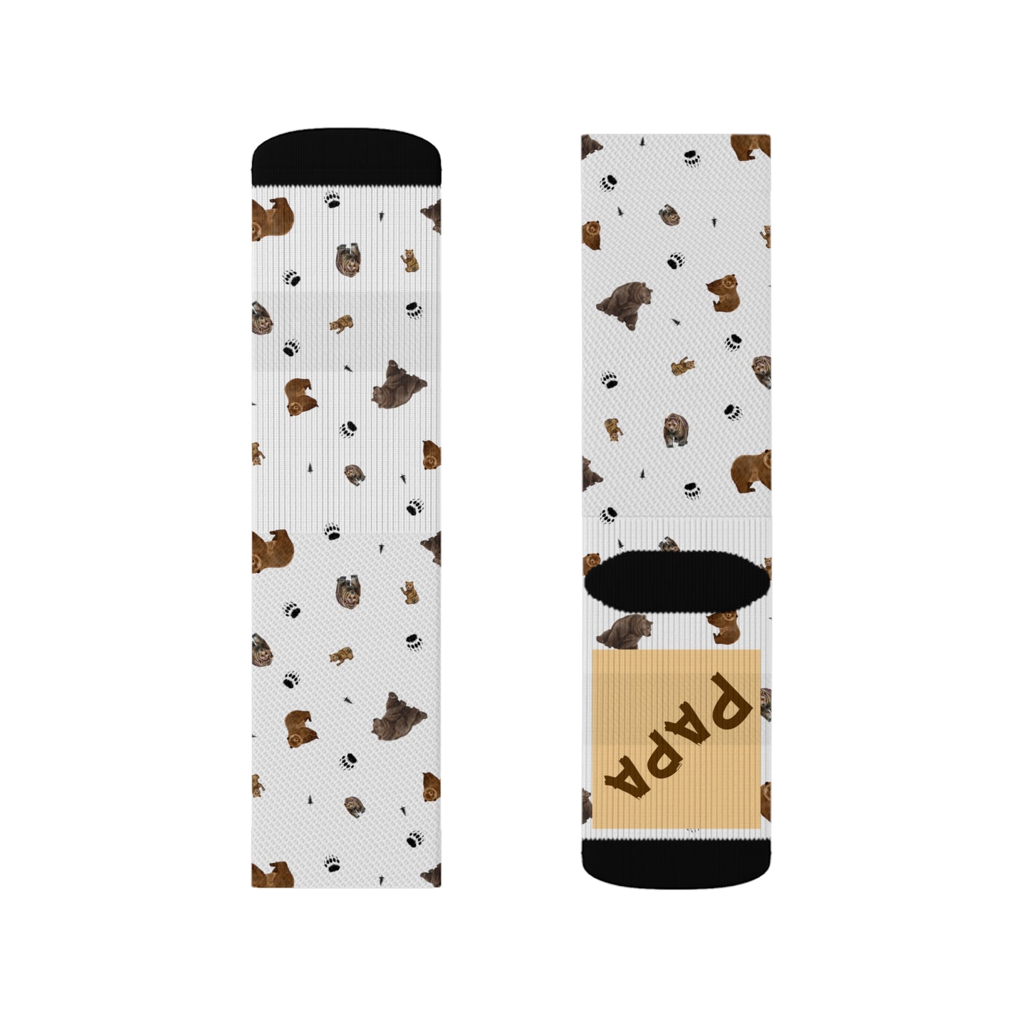 "Papa Bear" Pattern Sublimation Socks-White