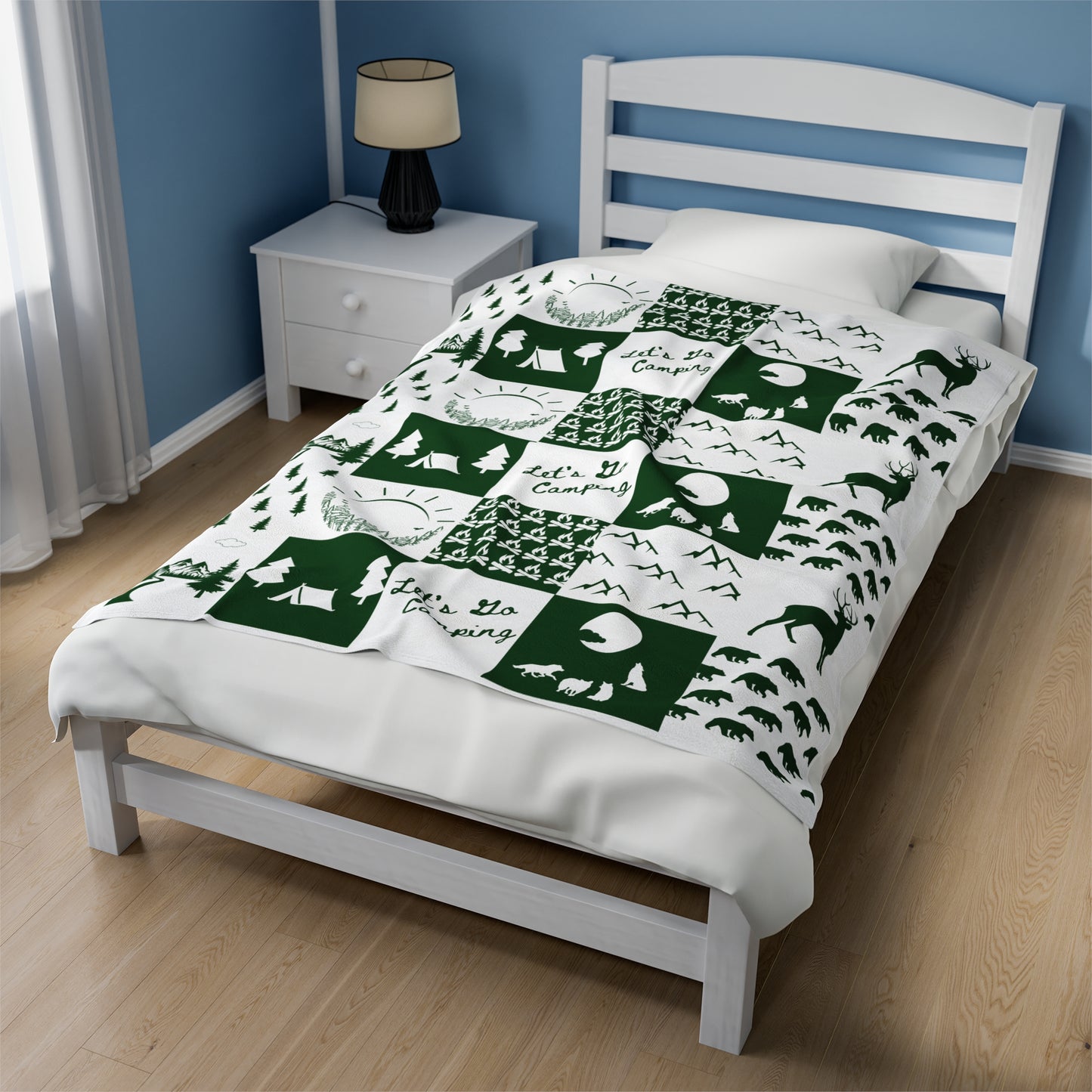 Sqaure Pattern-Green Velveteen Plush Blanket