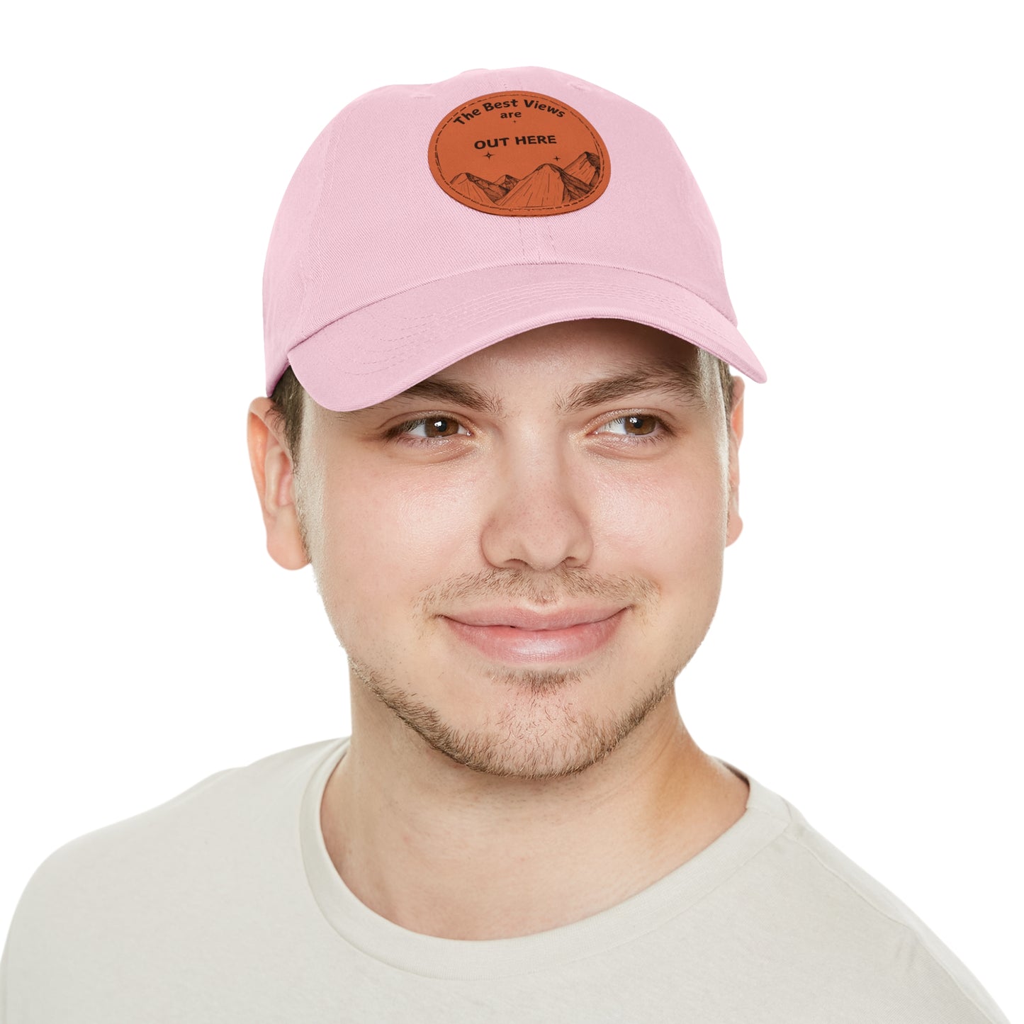 Baseball Cap With Leather Patch-"The Best Views"