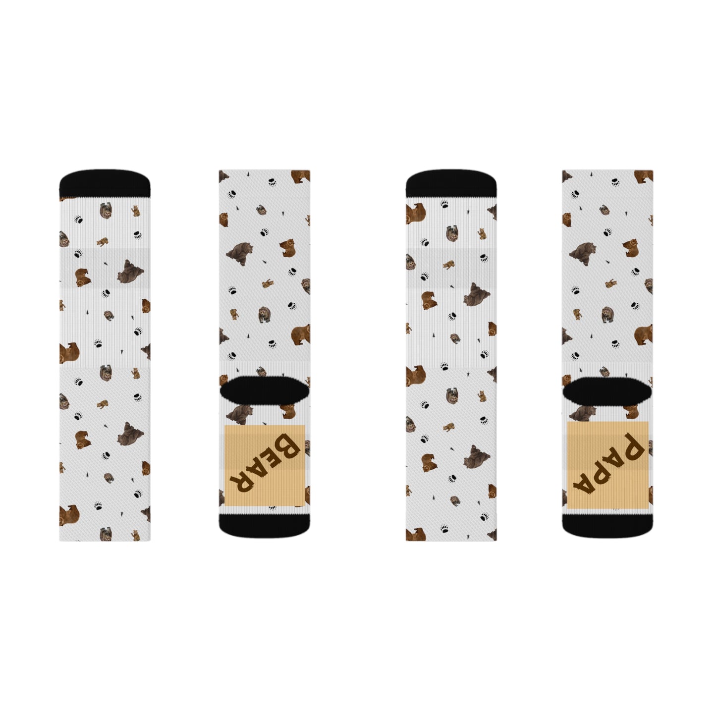 "Papa Bear" Pattern Sublimation Socks-White
