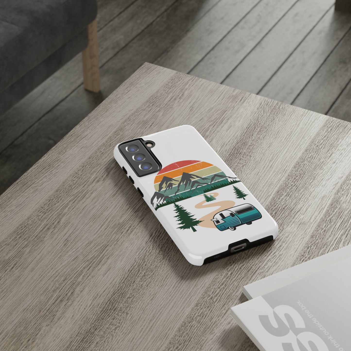 Tough Android Phone Case-Camper With Mountains Scene