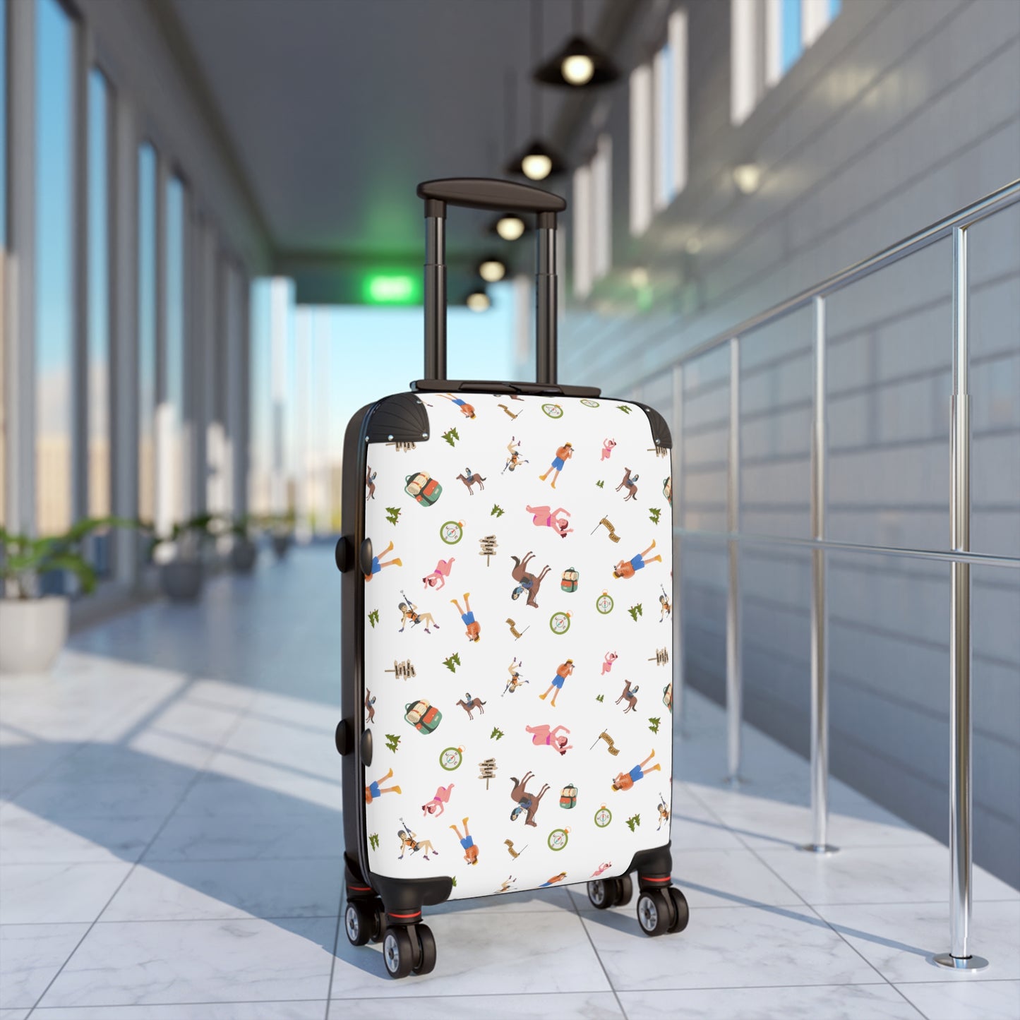 Girls Camp Activities Pattern Suitcase-White