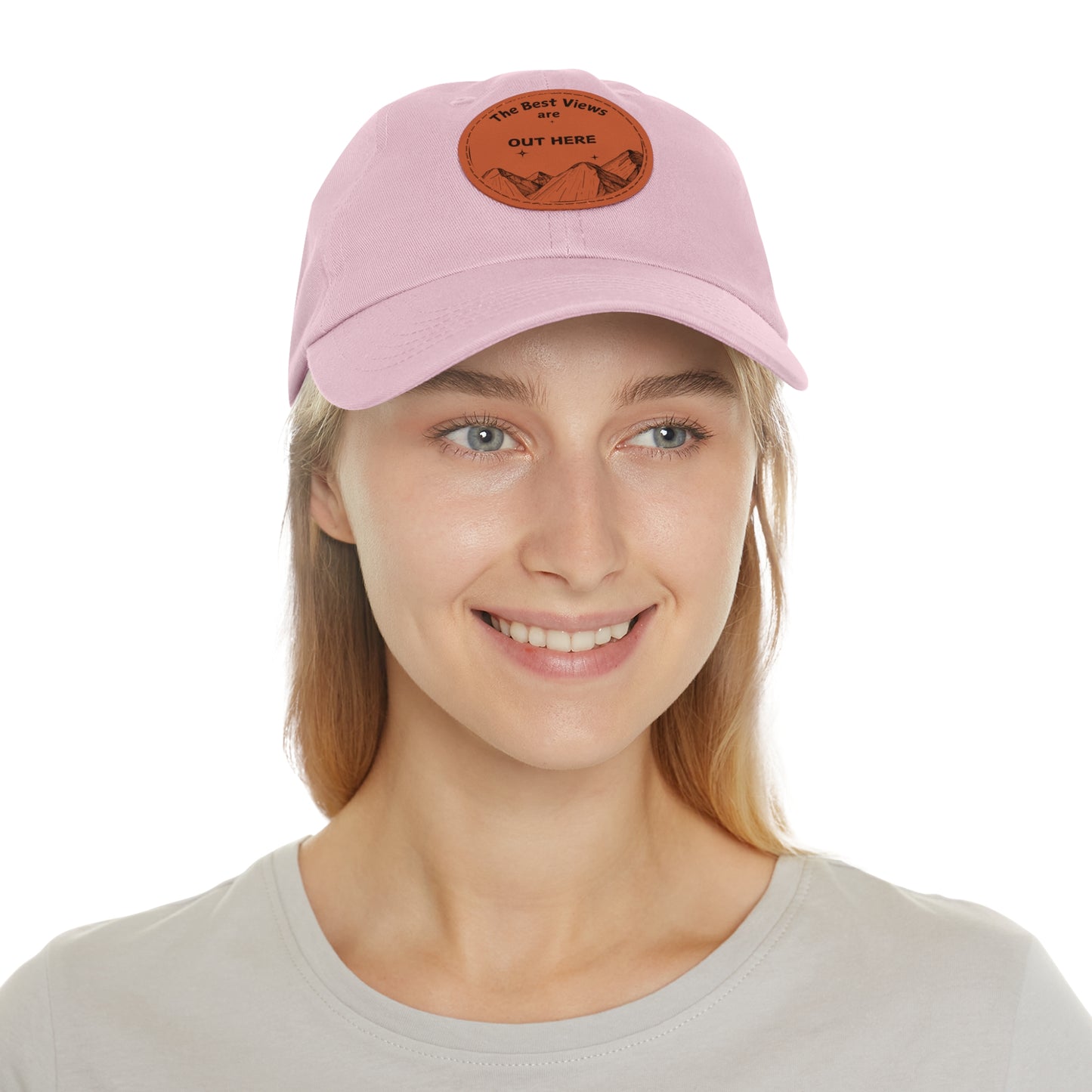 Baseball Cap With Leather Patch-"The Best Views"