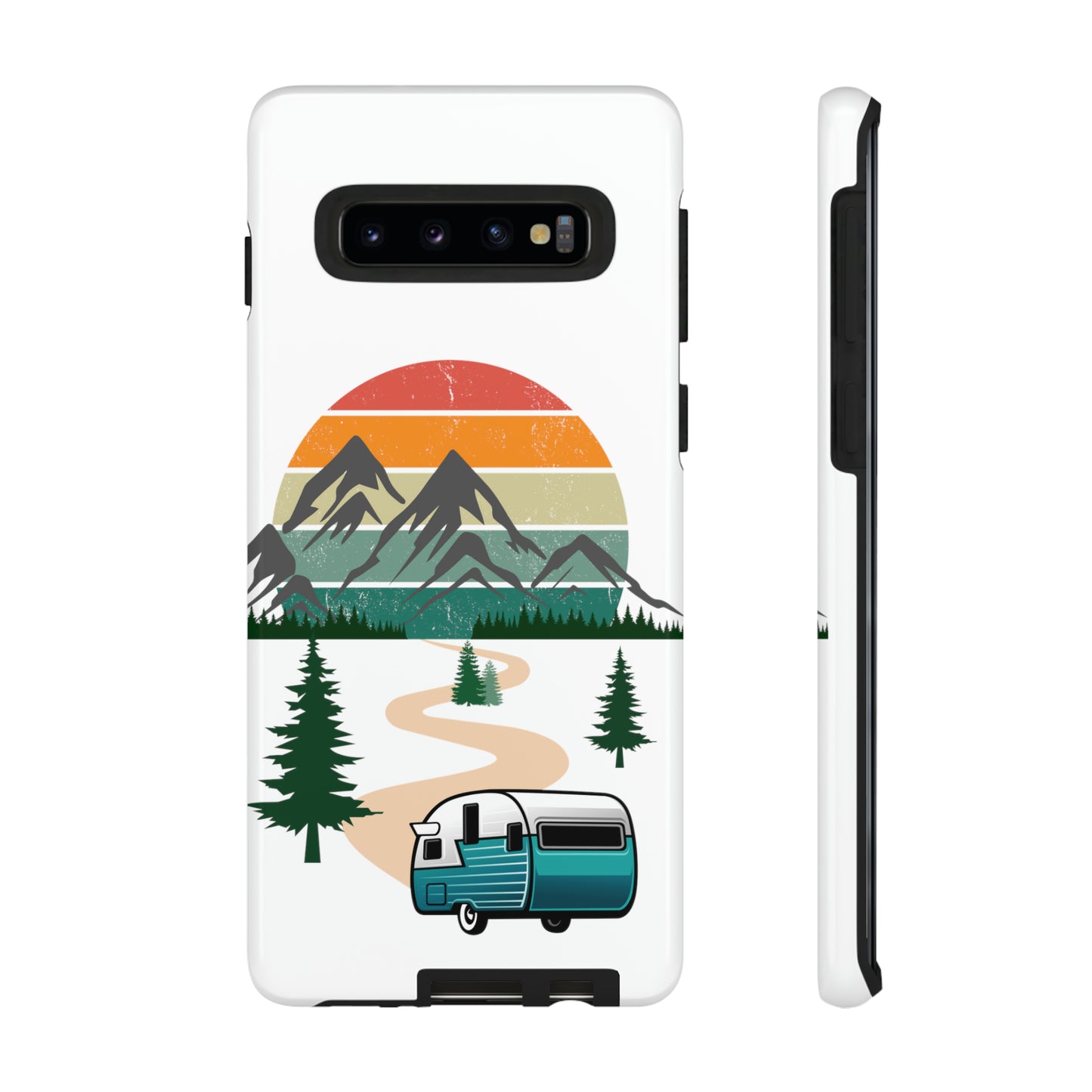 Tough Android Phone Case-Camper With Mountains Scene