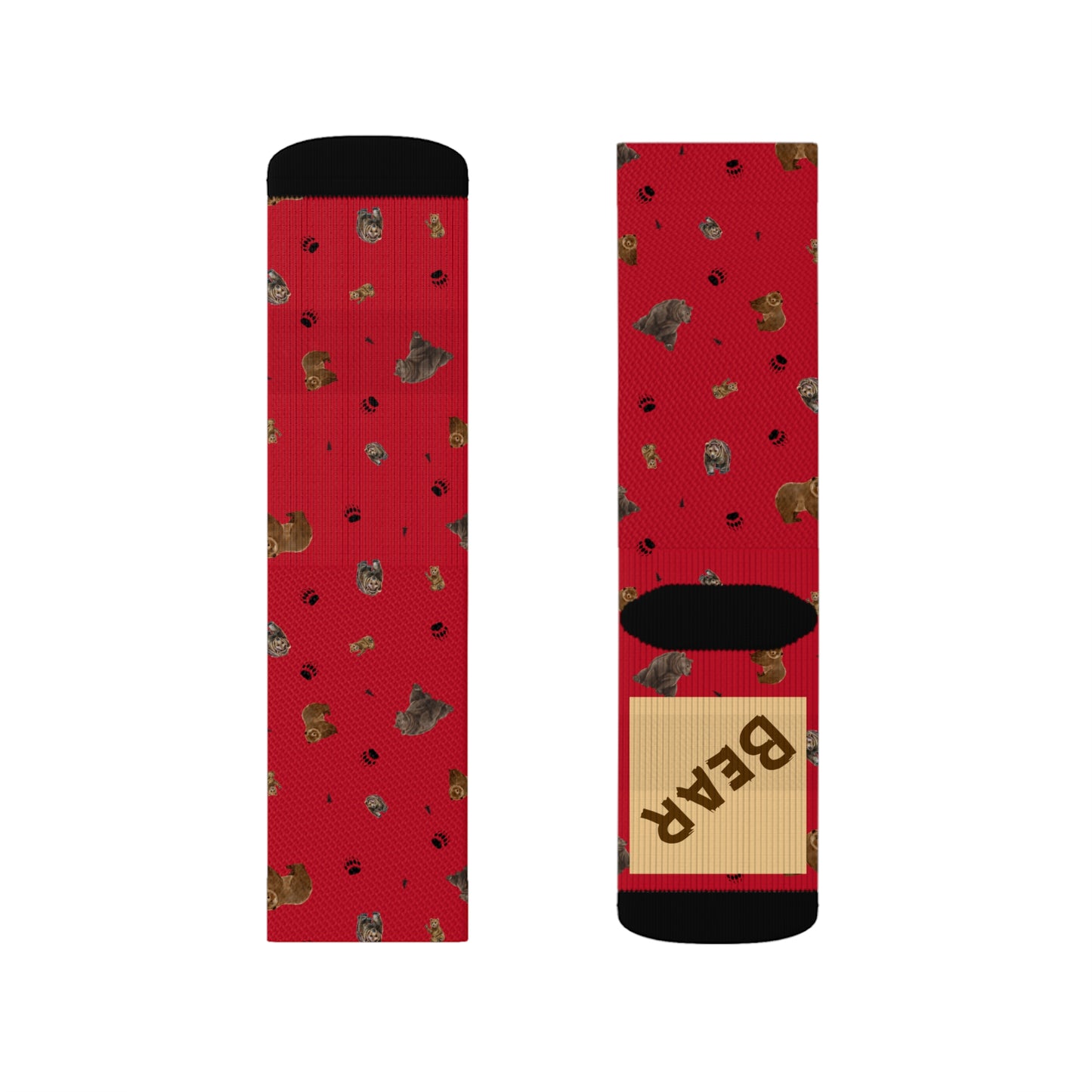 "Papa Bear" Pattern Sublimation Socks-Dark Red