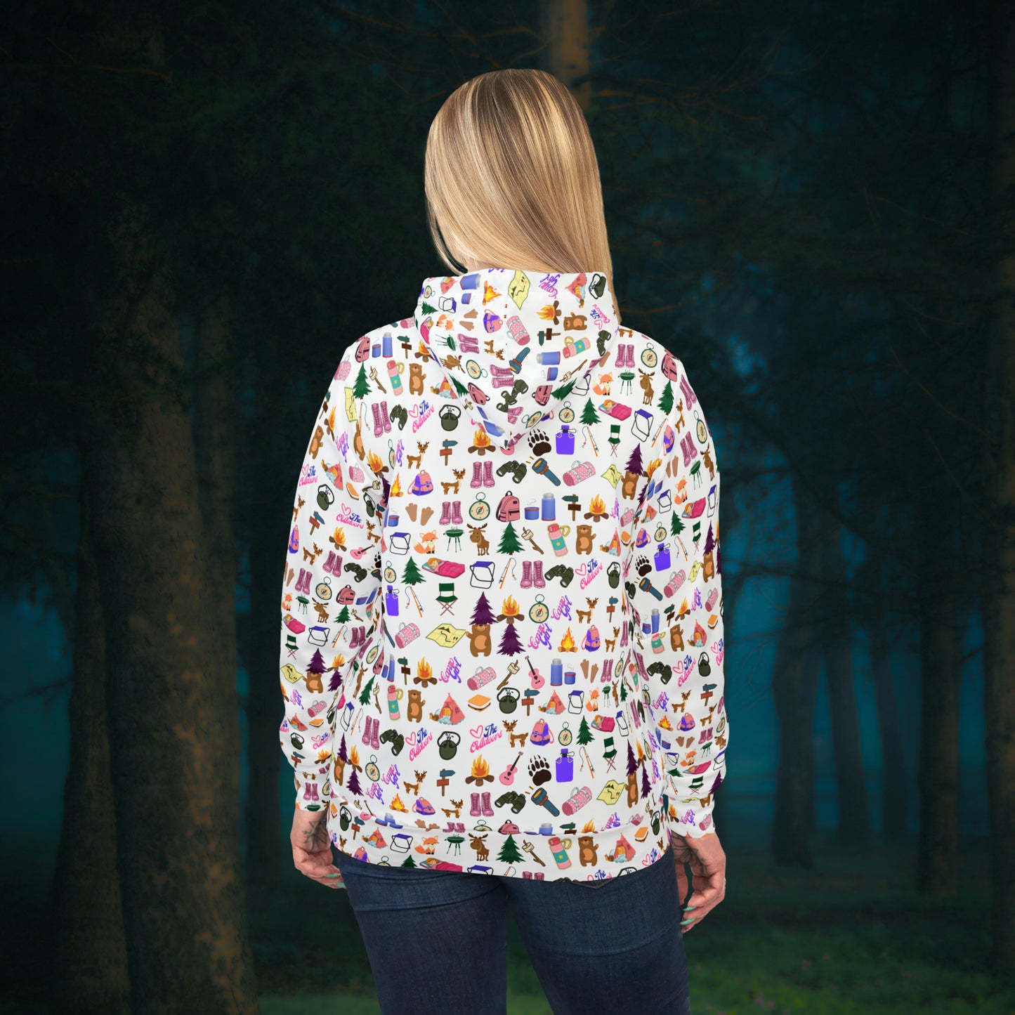 Athletic Hoodie-Cute Camp Girls Pattern