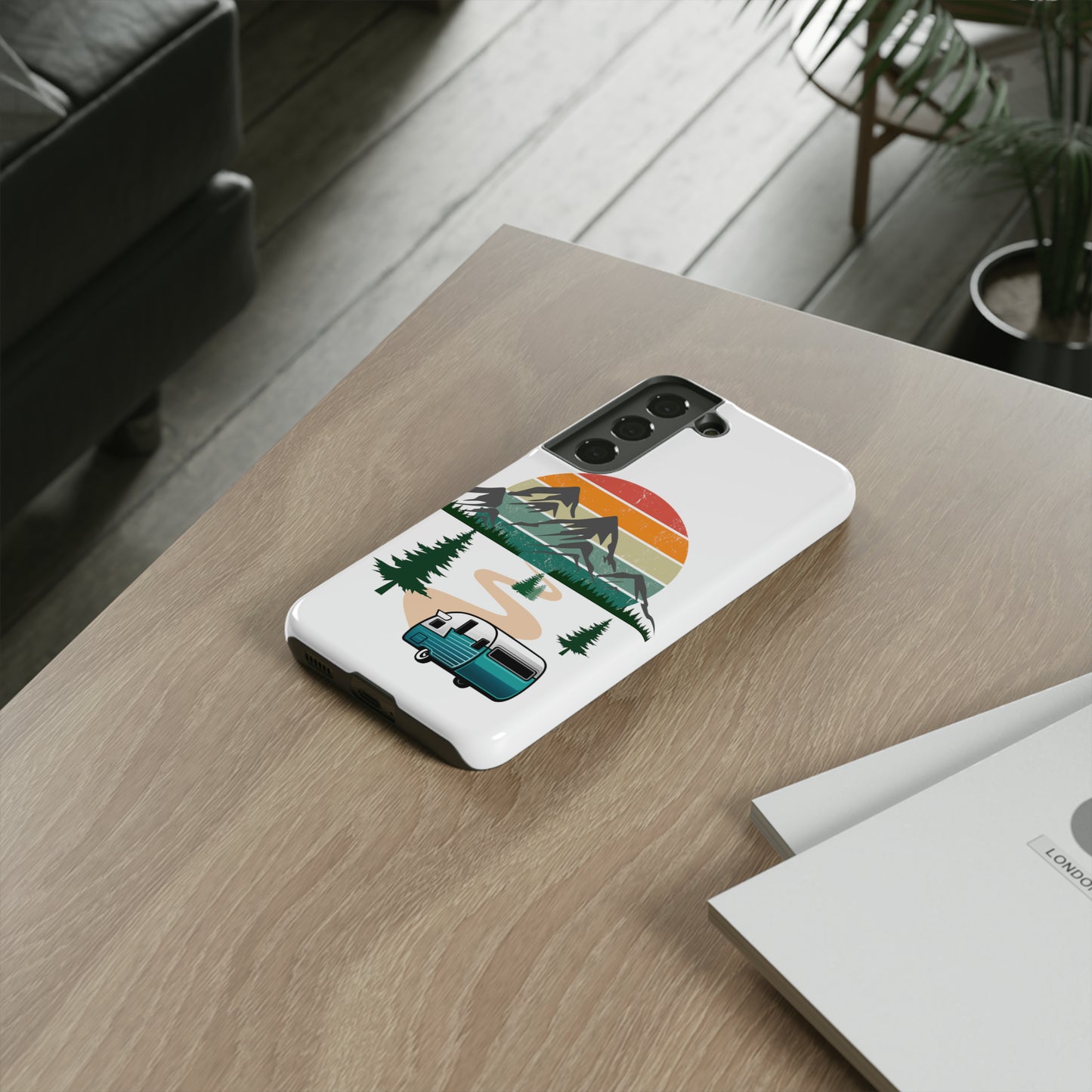 Tough Android Phone Case-Camper With Mountains Scene