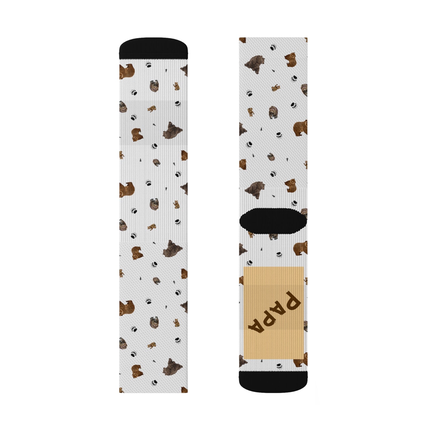 "Papa Bear" Pattern Sublimation Socks-White