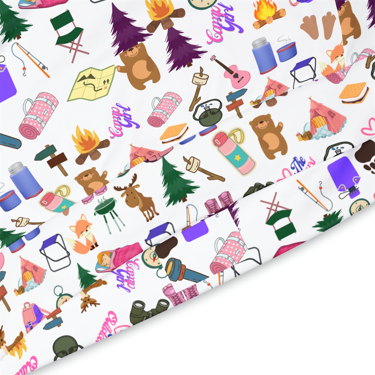 Athletic Hoodie-Cute Camp Girls Pattern