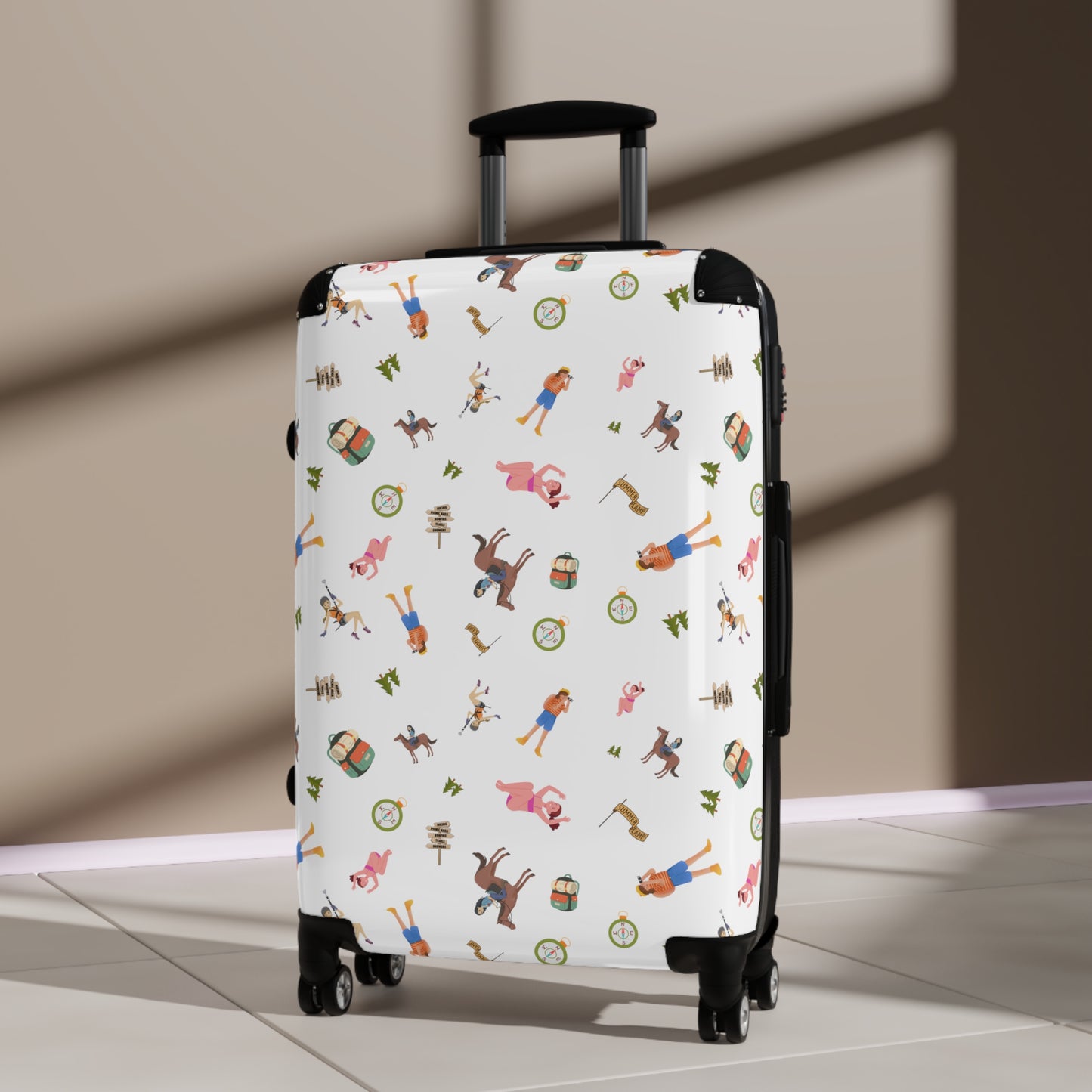 Girls Camp Activities Pattern Suitcase-White