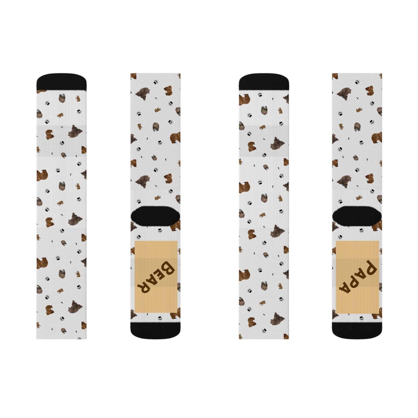"Papa Bear" Pattern Sublimation Socks-White