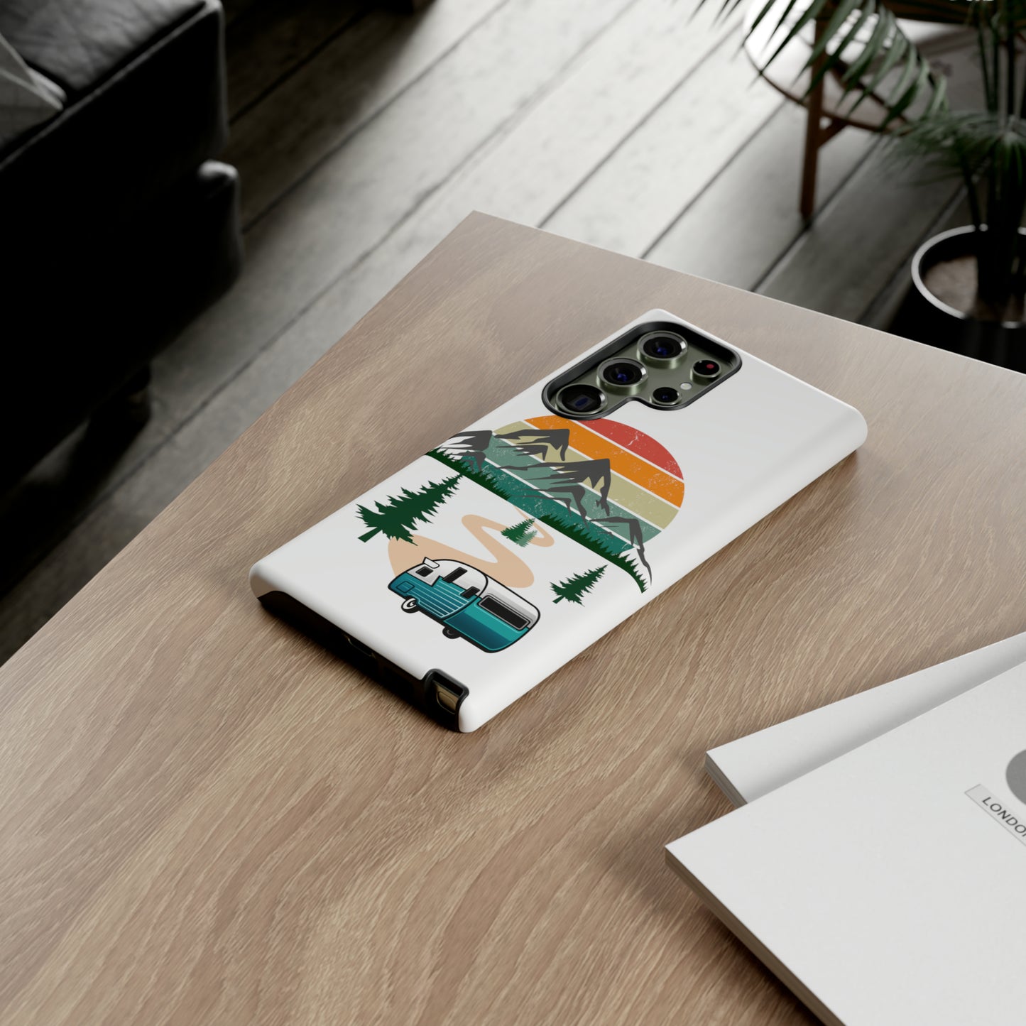 Tough Android Phone Case-Camper With Mountains Scene