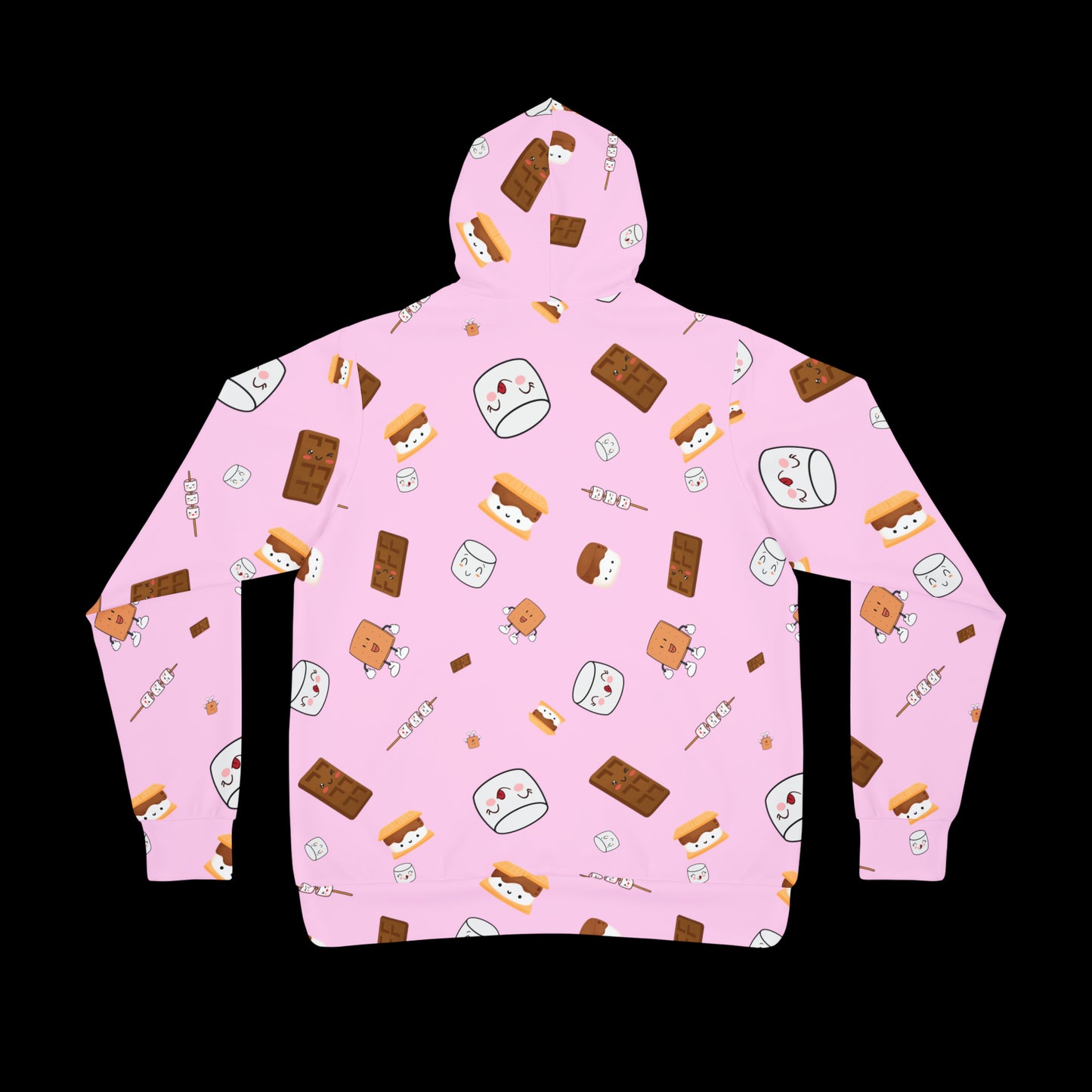 Athletic Hoodie-Cute Marshmallow Pattern-Pink