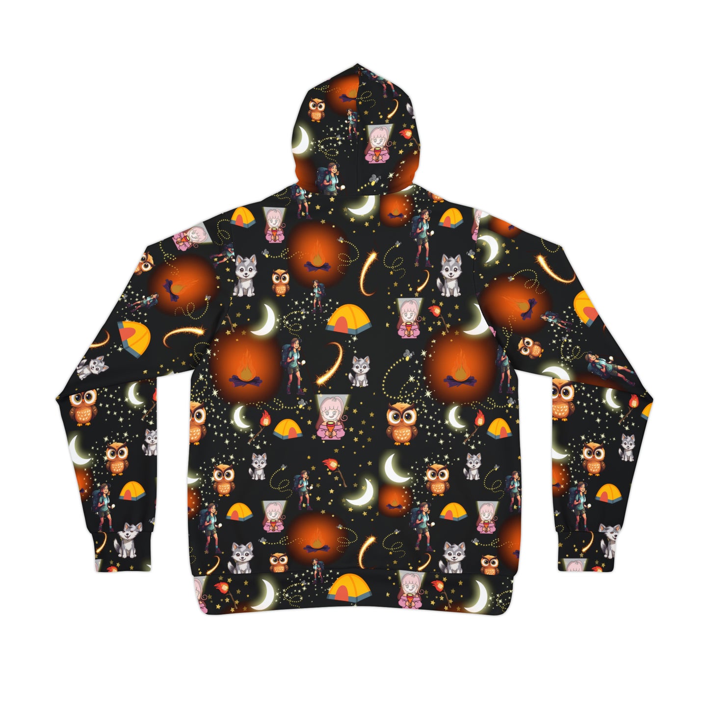 Athletic Hoodie-Night Time Camp Girls Pattern