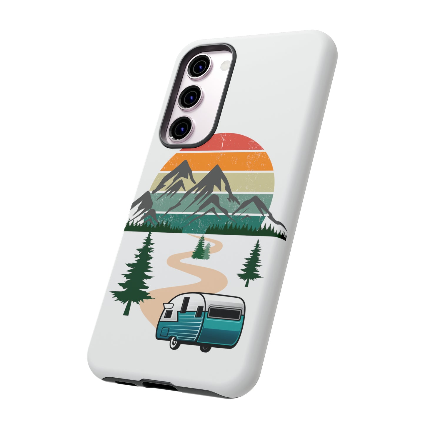 Tough Android Phone Case-Camper With Mountains Scene