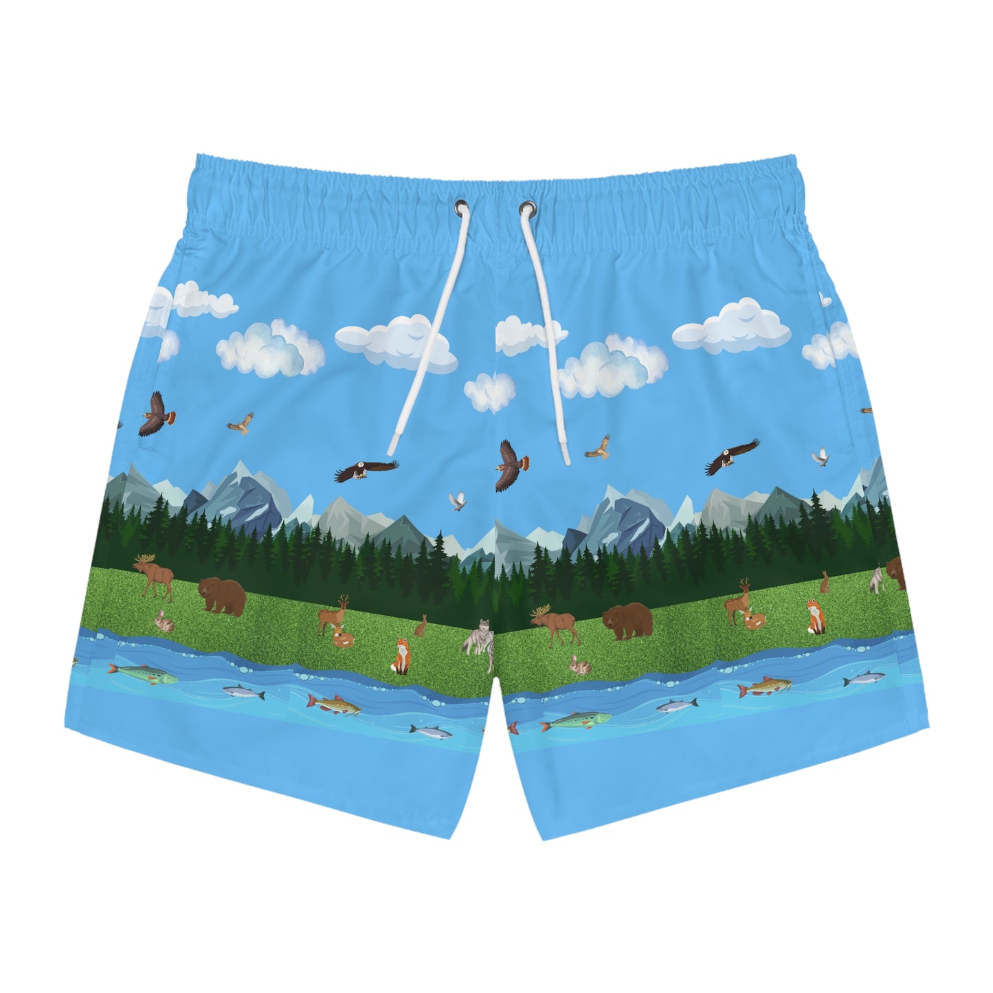 Mens Horizontal Outdoor Pattern Swim Trunks (AOP)