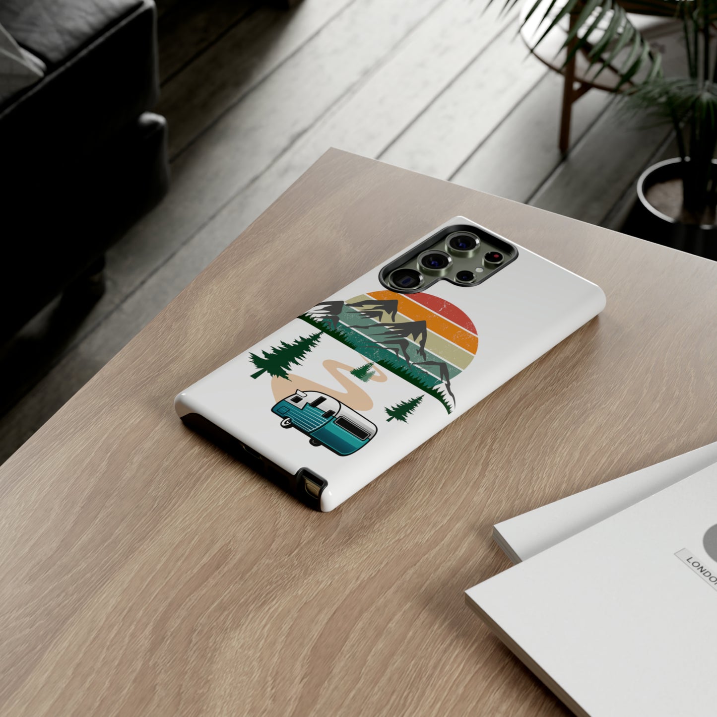 Tough Android Phone Case-Camper With Mountains Scene