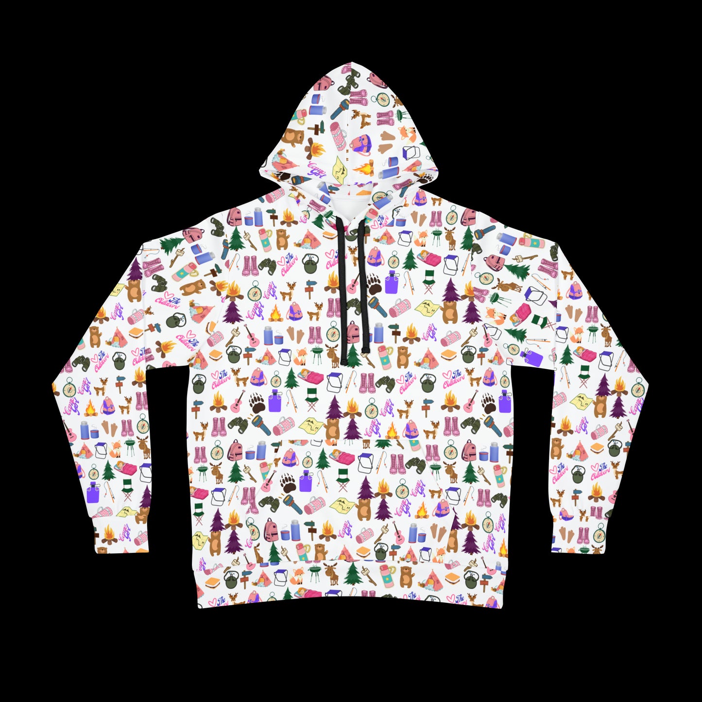 Athletic Hoodie-Cute Camp Girls Pattern