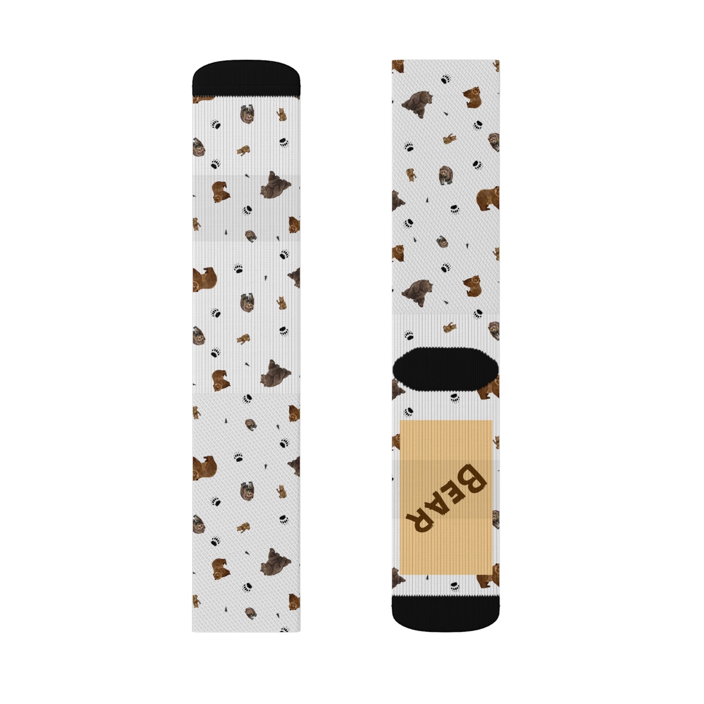 "Papa Bear" Pattern Sublimation Socks-White