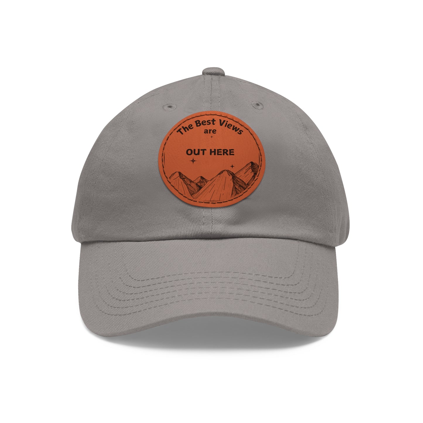 Baseball Cap With Leather Patch-"The Best Views"