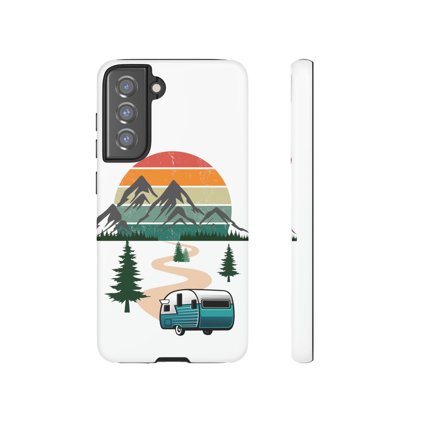 Tough Android Phone Case-Camper With Mountains Scene