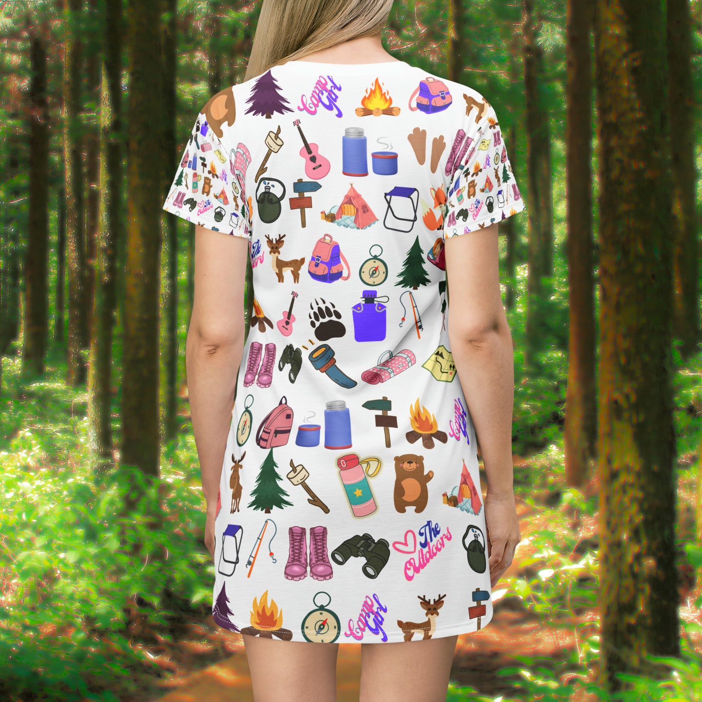 T-Shirt Dress-Cute Girls Camper Pattern (AOP)