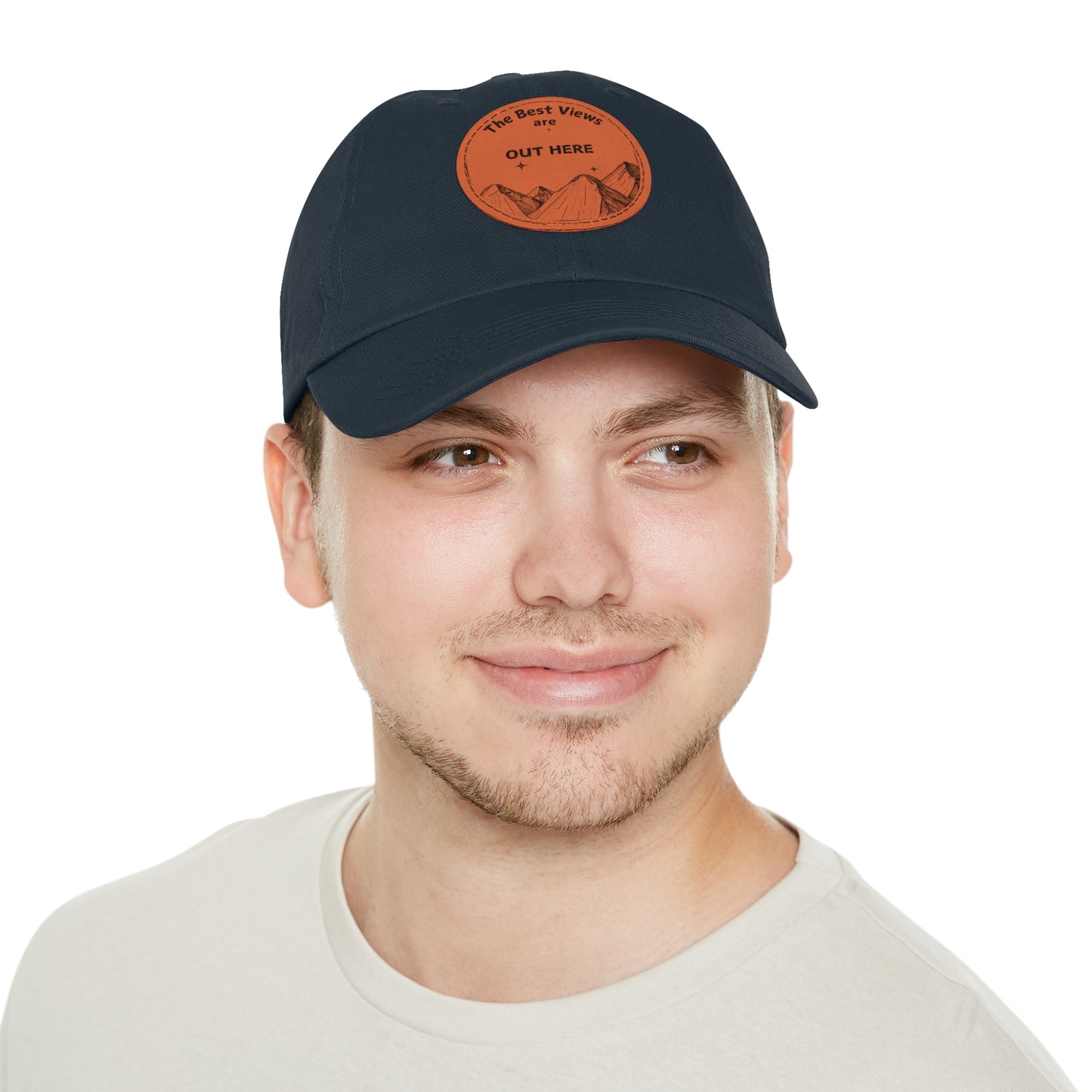 Baseball Cap With Leather Patch-"The Best Views"