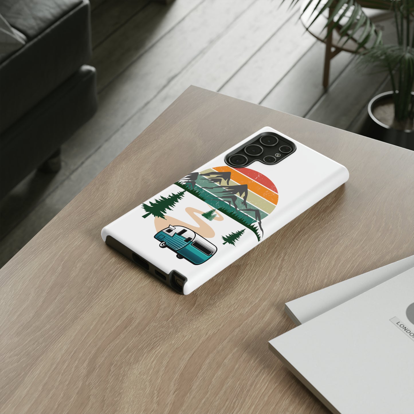 Tough Android Phone Case-Camper With Mountains Scene