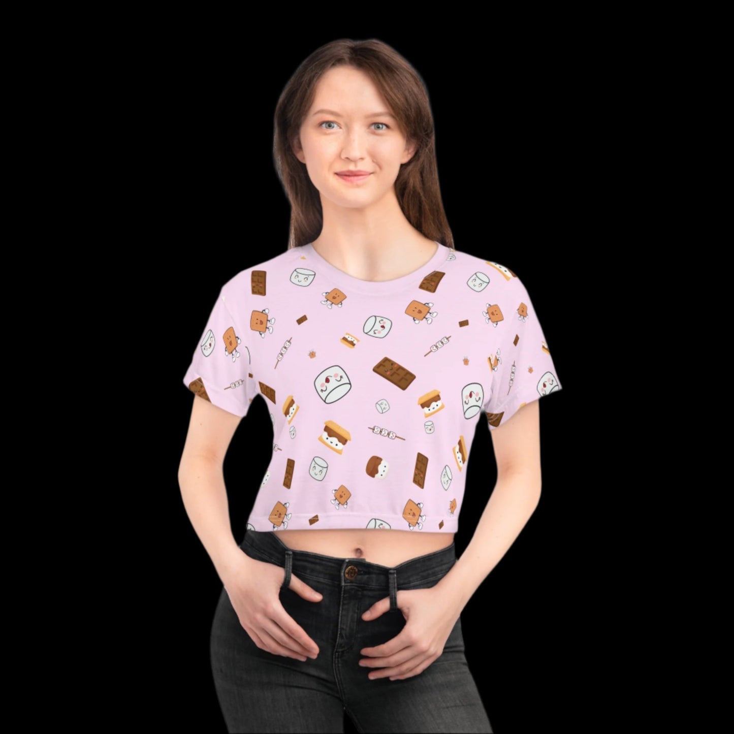 Cutesy S'mores Pattern Crop Top