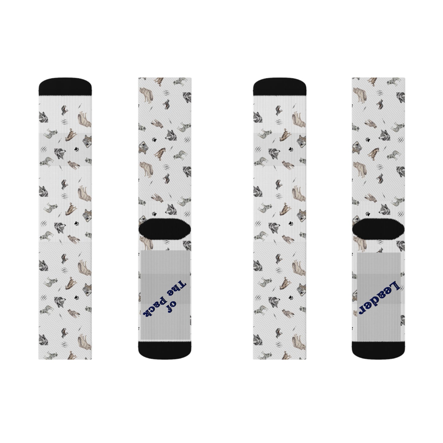 Wolf Pattern-Sublimation Socks-White
